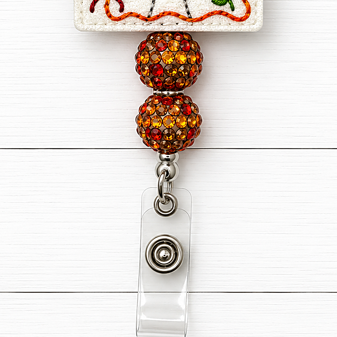 Fall Goose with Bow Badge Reel