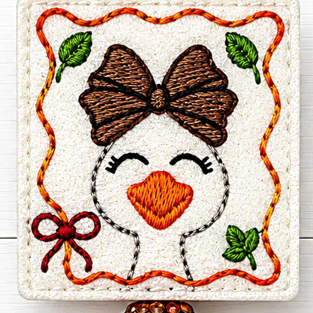 Fall Goose with Bow Badge Reel