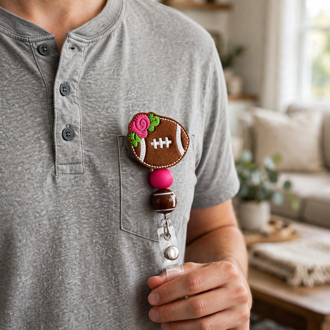Flower Football Badge Reel