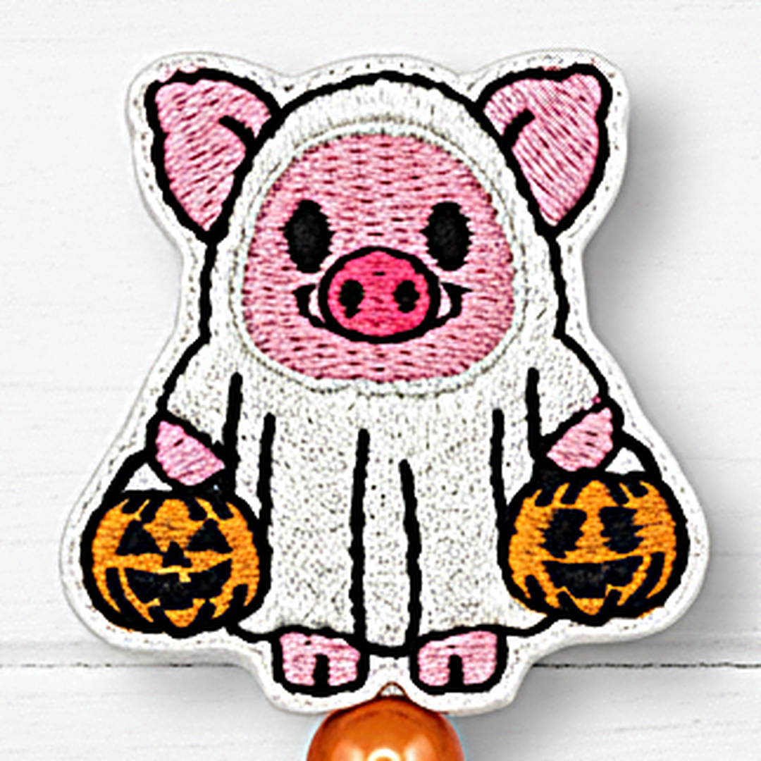 Ghost Pig Halloween Badge Reel