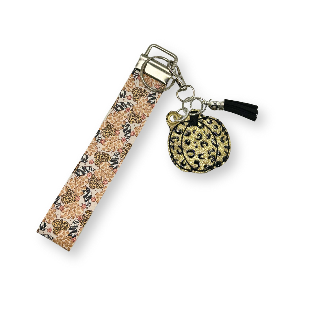Gold Leopard Pumpkin Keychain and wristlet