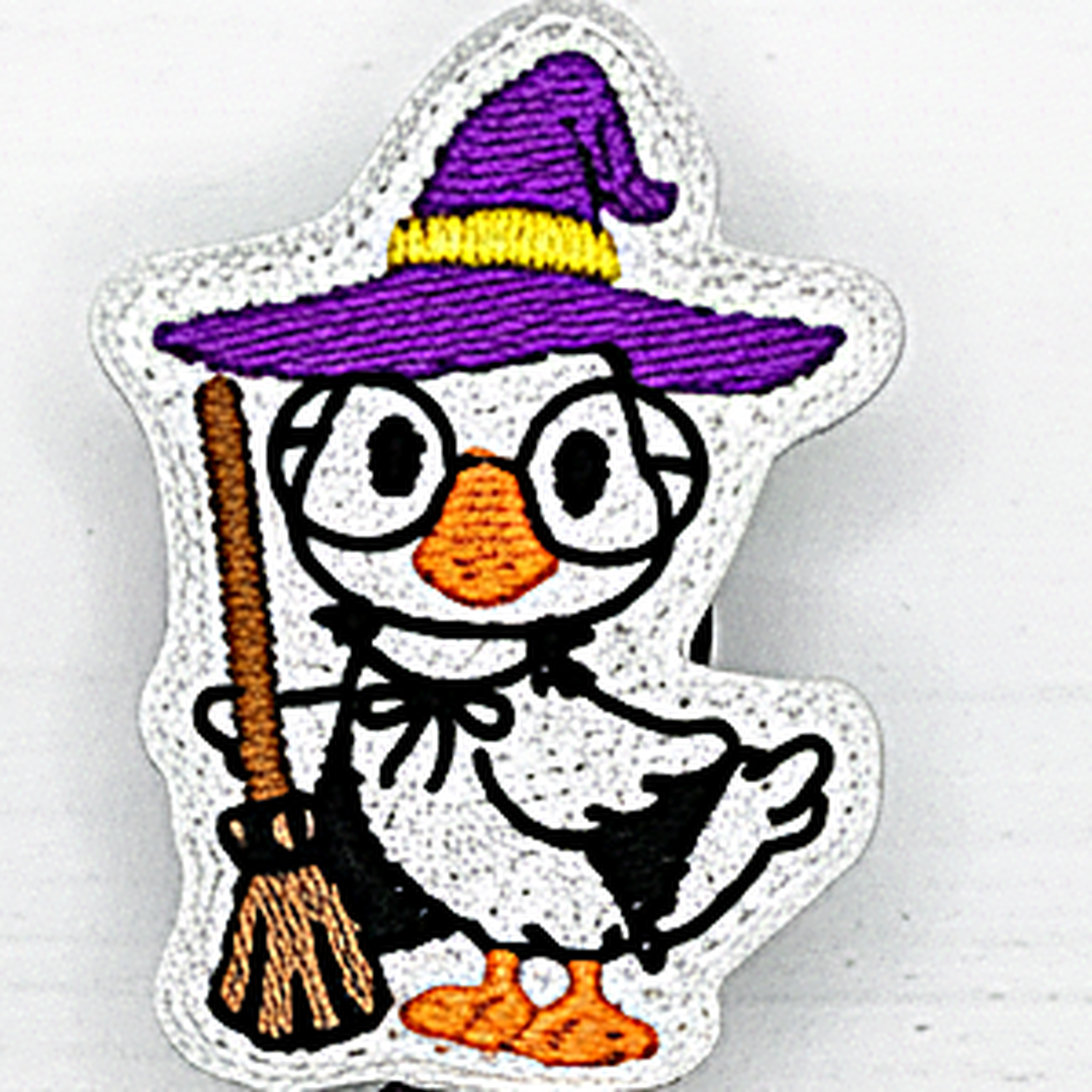 Goose Witch Halloween Badge Reel