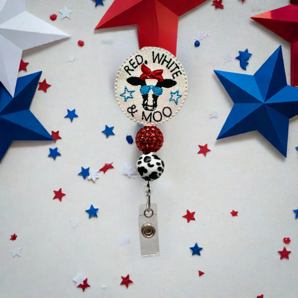 Red, White, and Moo Badge Reel