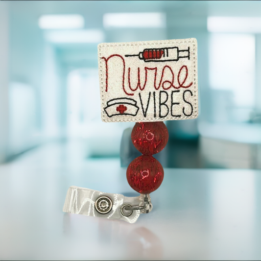 Nurse Vibes Beaded Badge Reel