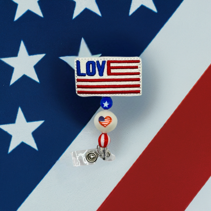 Love the USA Flag Badge Reel