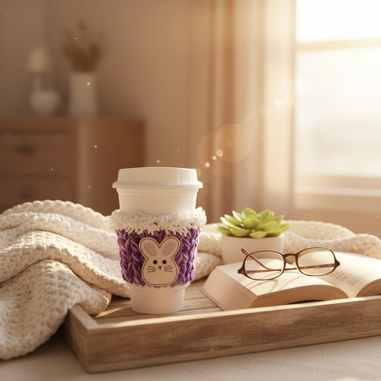 Big Ear Bunny Crocheted Coffee Cozy