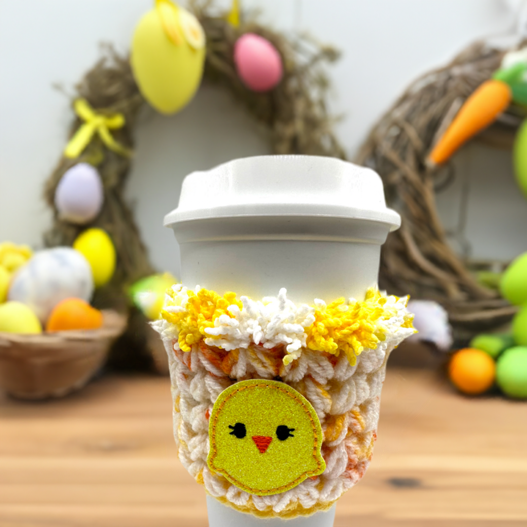Yellow Chick Crocheted Coffee Cozy