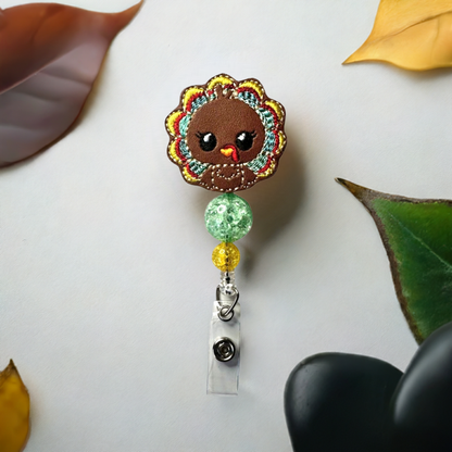 Cute Brown Turkey Badge Reel