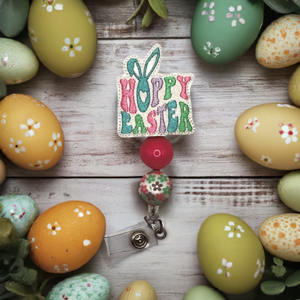 Hoppy Easter Beaded Badge Reel