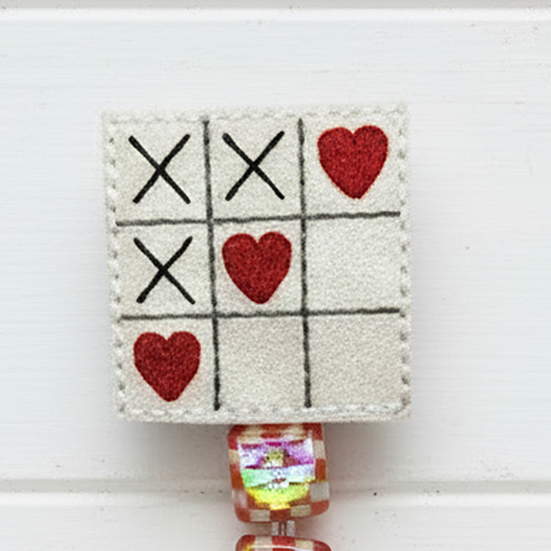 Heart Game Beaded Badge Reel