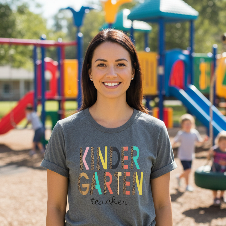 Leopard Kindergarten Teacher T-Shirt