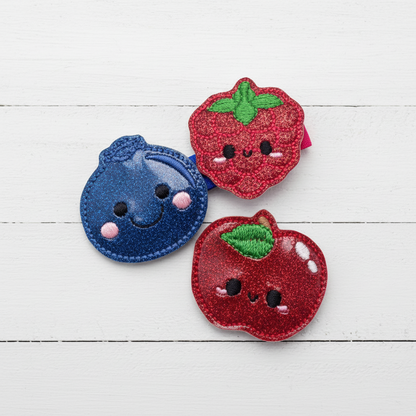 Apple, Raspberry, and Blueberry Pony Tail Hair Ties