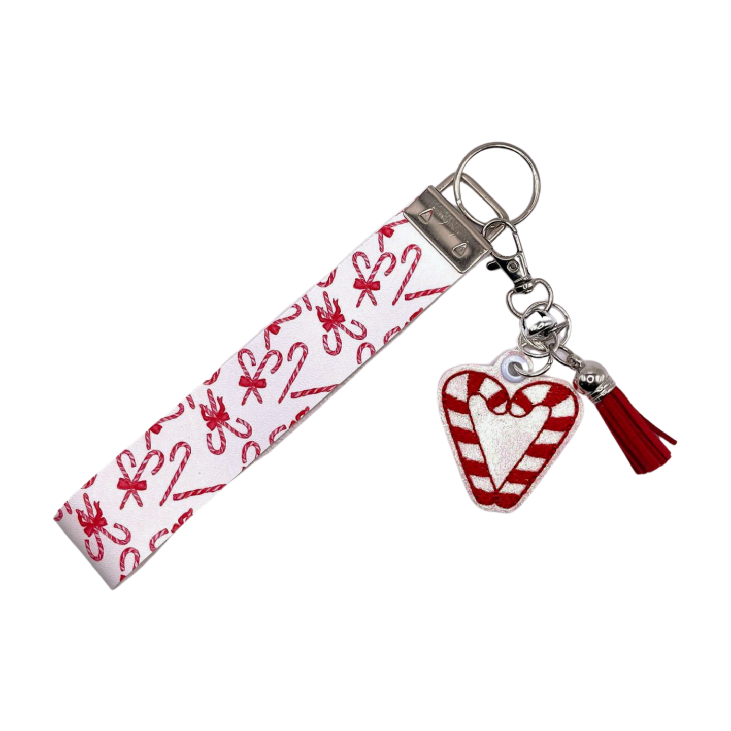 Candy Cane Heart Keychain and Wristlet