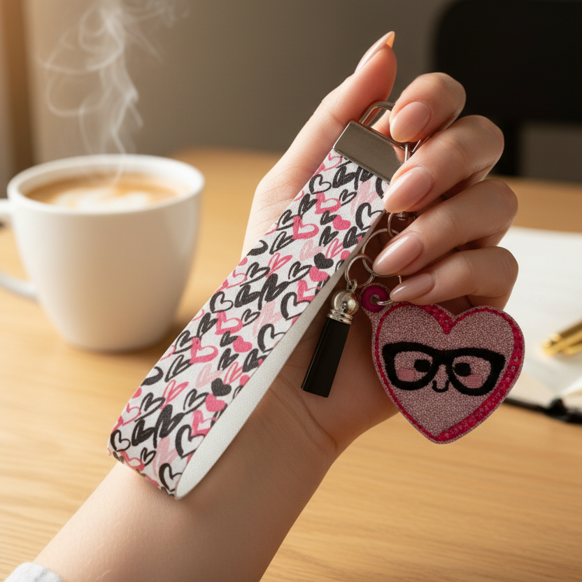 Nerdy Heart Keychain and Wristlet