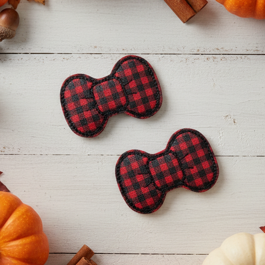 Buffalo Plaid Feltie Hair Bow Clips
