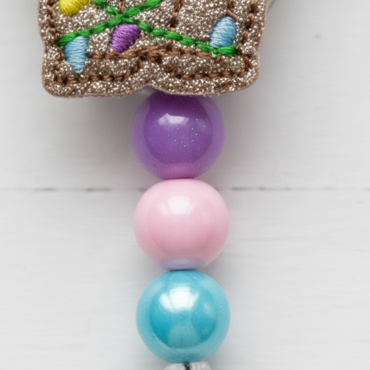 Christmas Puppy Beaded Badge Reel