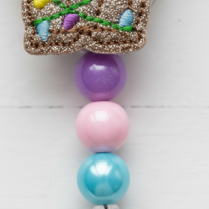 Christmas Puppy Beaded Badge Reel