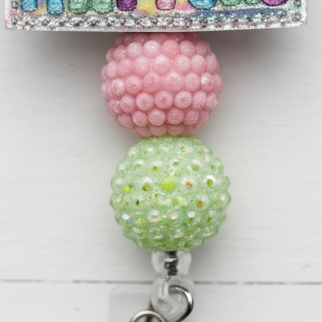 Mental Health Silver Beaded Badge Reel