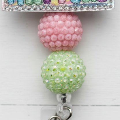 Mental Health Silver Beaded Badge Reel