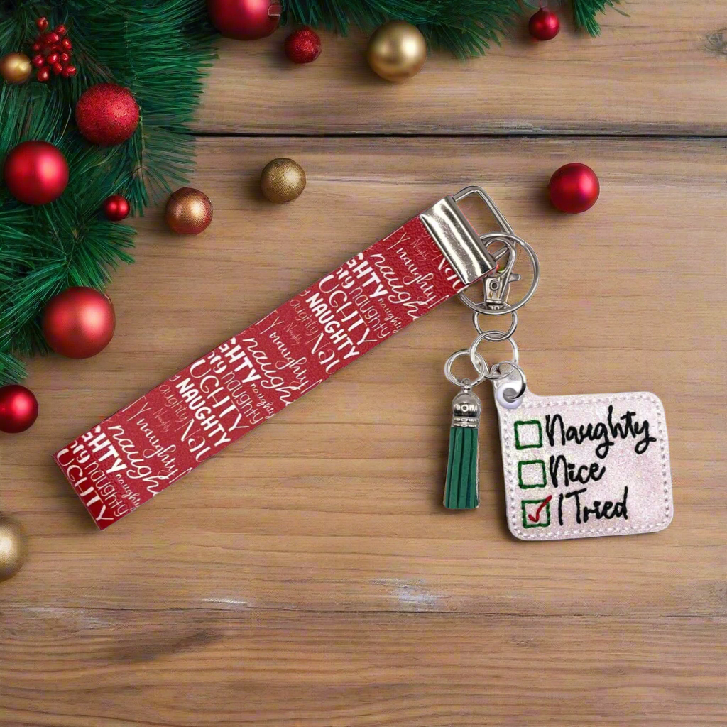 Naughty, Nice, I Tried Keychain and Wristlet