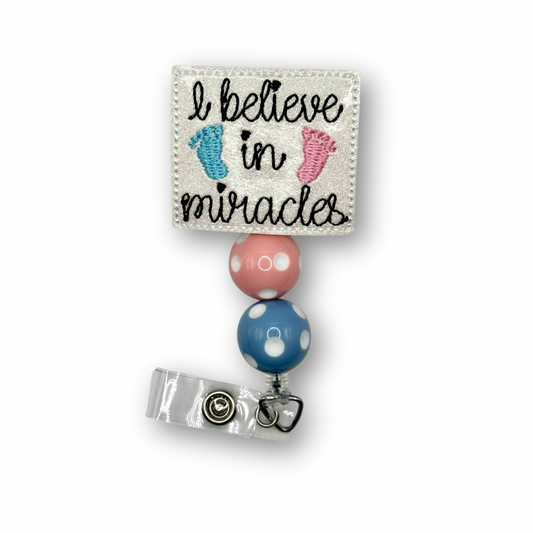 I Believe in Miracles Beaded Badge Reel