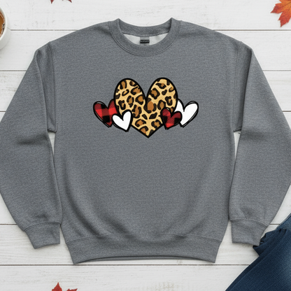 Leopard and Buffalo Plaid Heart Sweatshirt