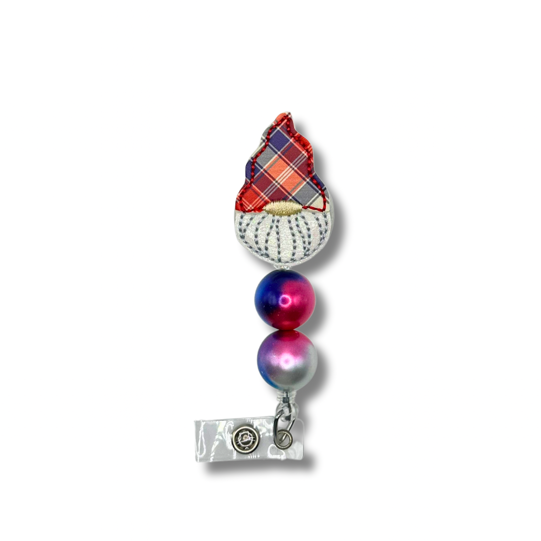 Patriotic Plaid Gnome Badge Reel