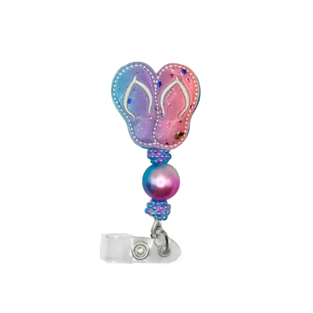 Sparkle Flip Flop Badge Reel: Glitter and Glamour for Your Workday! – 3  Blue Pineapples
