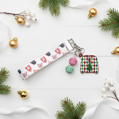 Ugly Christmas Sweater keychain and Wristlet