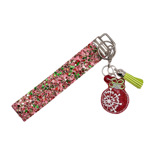 Red Ornament Keychain and Wristlet