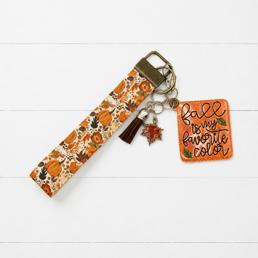 Fall is My Favorite Color Keychain and Wristlet — clean white wood primary image