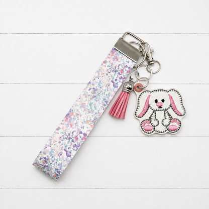 Floppy Ear Bunny Keychain and Wristlet — clean white wood primary image