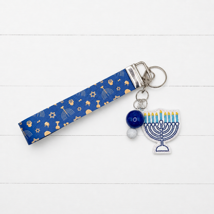 Menorah Keychain and Wristlet — clean white wood primary image