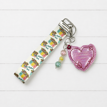 Mother’s Day Keychain and Wristlet — clean white wood primary image