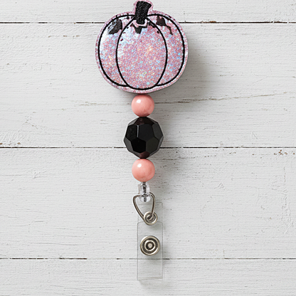 Leopard Pumpkin Beaded Badge Reel