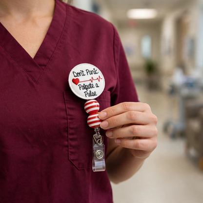Don’t Panic, Palpate a Pulse Badge Reel
