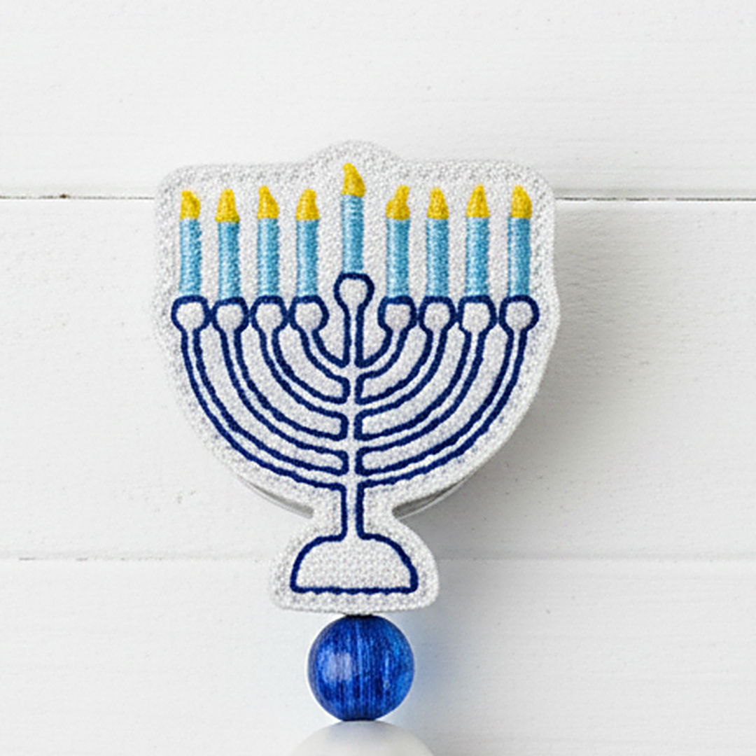 Menorah Beaded Badge Reel