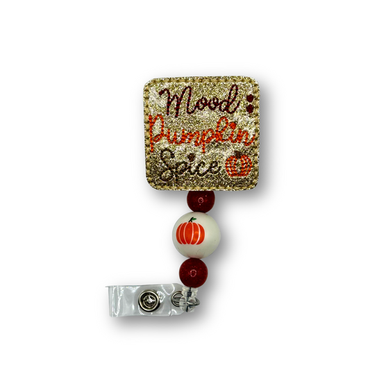 Mood: Pumpkin Spice Beaded Badge Reel