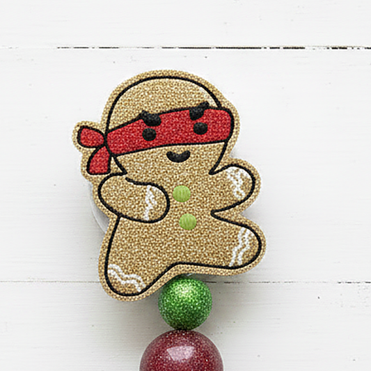 Ninja Gingerbread Man Badge Reel