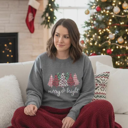 Merry and bright Christmas tree sweatshirt