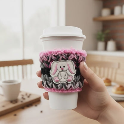 Floppy Ear Bunny Crocheted Coffee Cozy