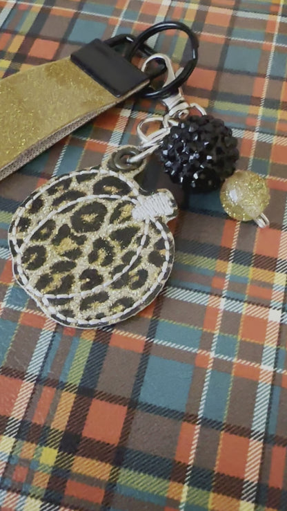 Leopard Pumpkin Keychain and Wristlet