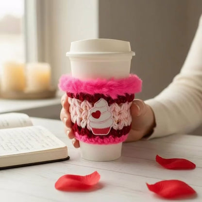 Heart Cupcake Coffee Cozy Sleeve