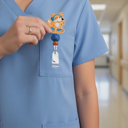 Skating Fox Badge Reel