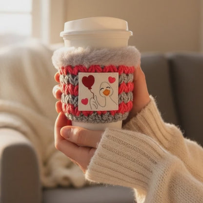 Goose with Heart Balloon Coffee Cozy