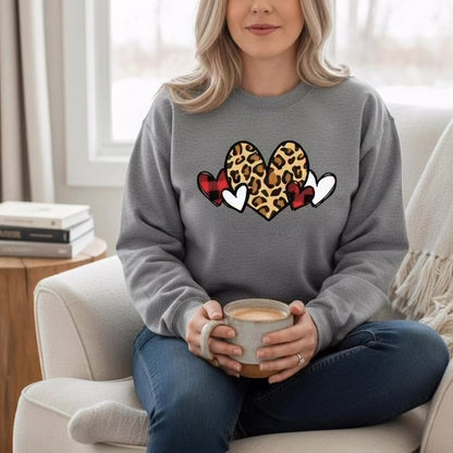 Leopard and Buffalo Plaid Heart Sweatshirt