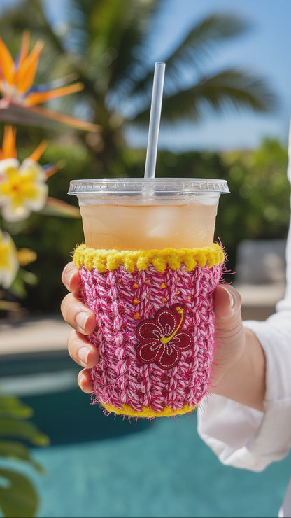 Hibiscus cold drink cozy