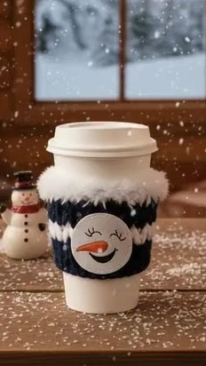 Snowman Face Coffee Cozy Sleeve
