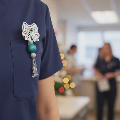 Snowman Bow Badge Reel