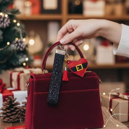 Santa Belt Heart Keychain and Wristlet